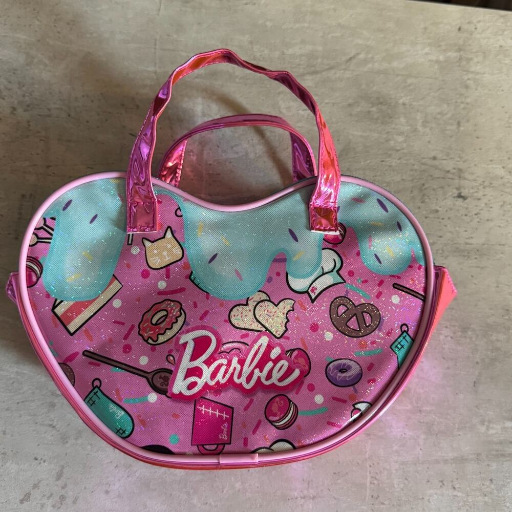 Vintage Barbie Heart Shaped Donuts Case Bag Little Girls Toddler Purse Baking